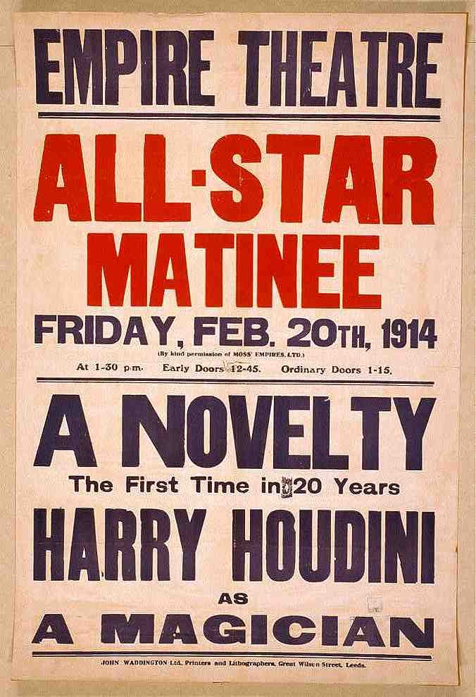 Houdini 3 Magic Magician Vintage A4 Photo Print