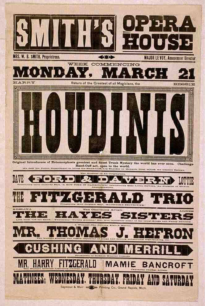 Houdini 4 Magic Magician Vintage A4 Photo Print
