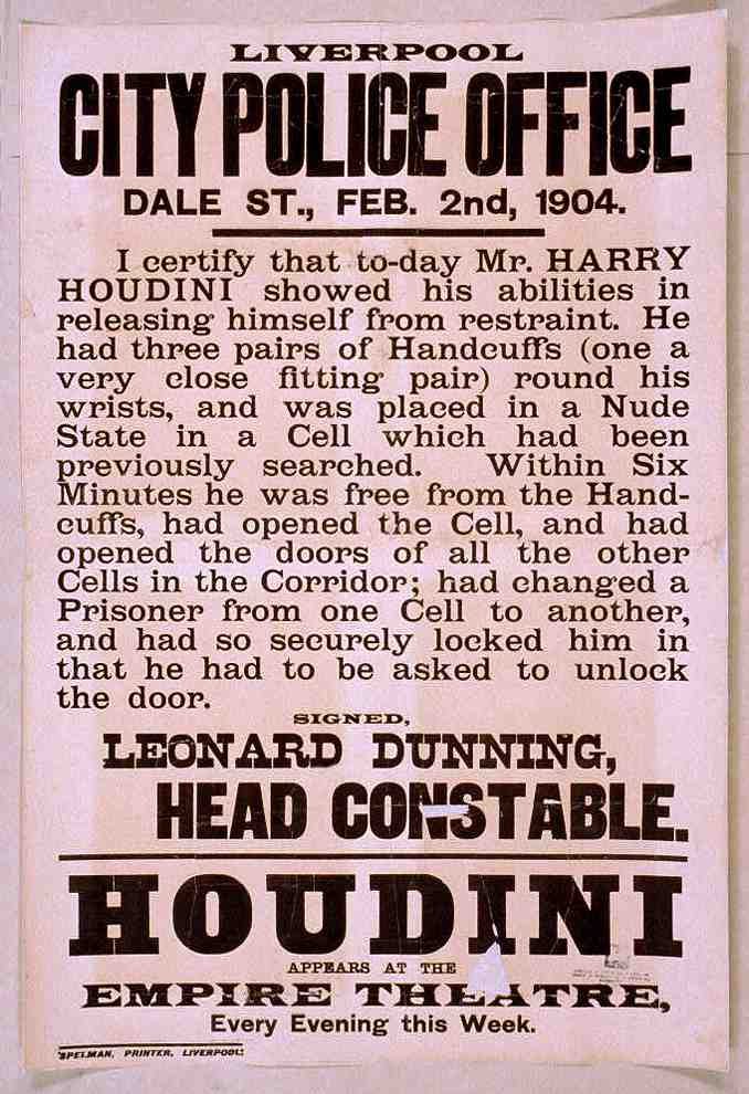 Houdini 7 Magic Magician Vintage A4 Photo Print