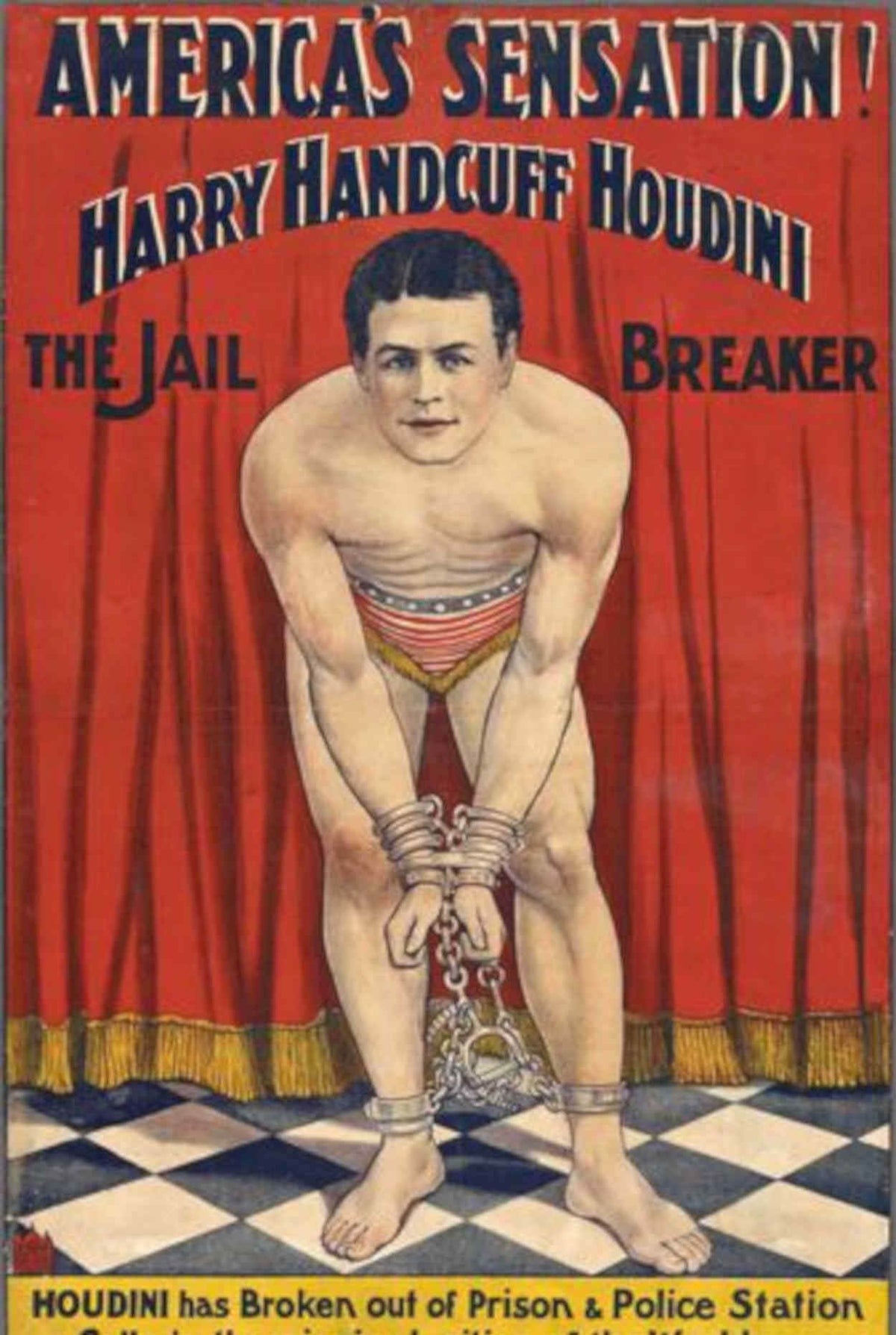 Houdini Prison Cell Vintage Retro Advert Poster A4 Photo Print