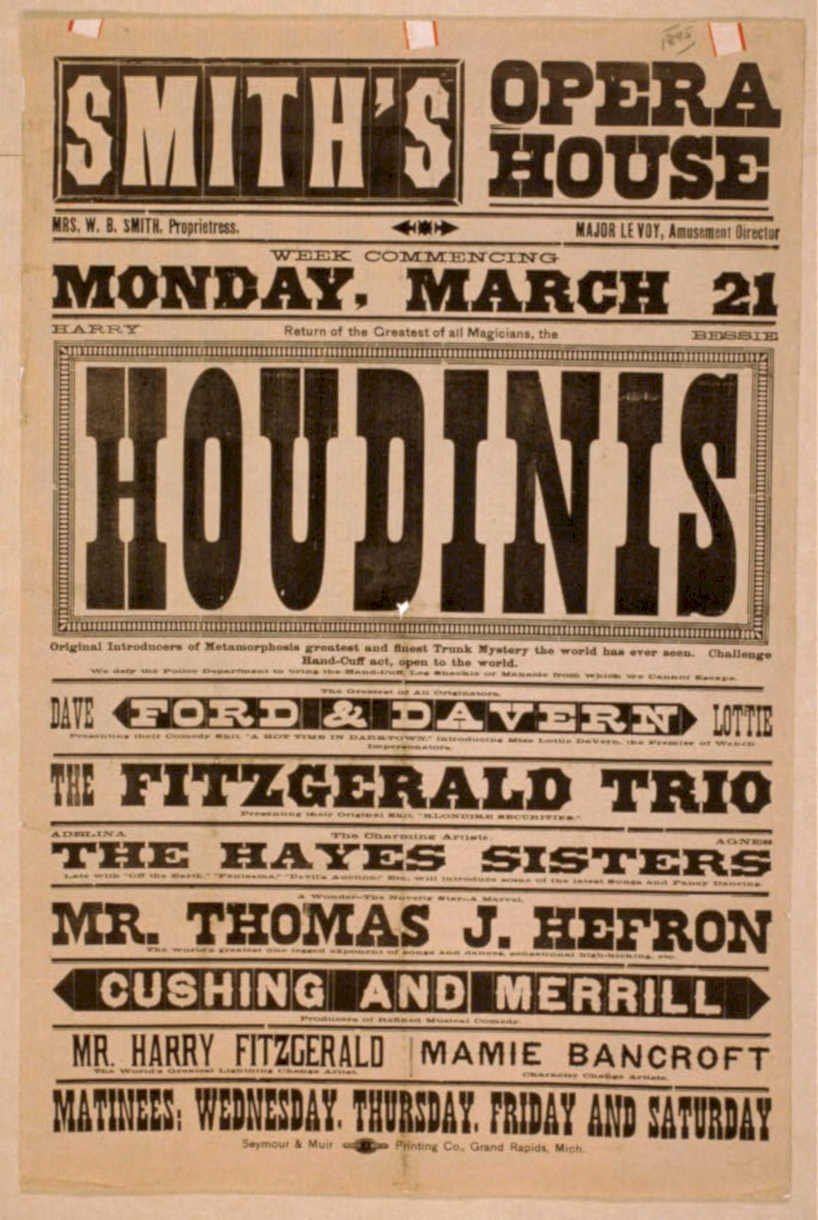 Houdini Smiths Opera Vintage Retro Advert Poster A4 Photo Print