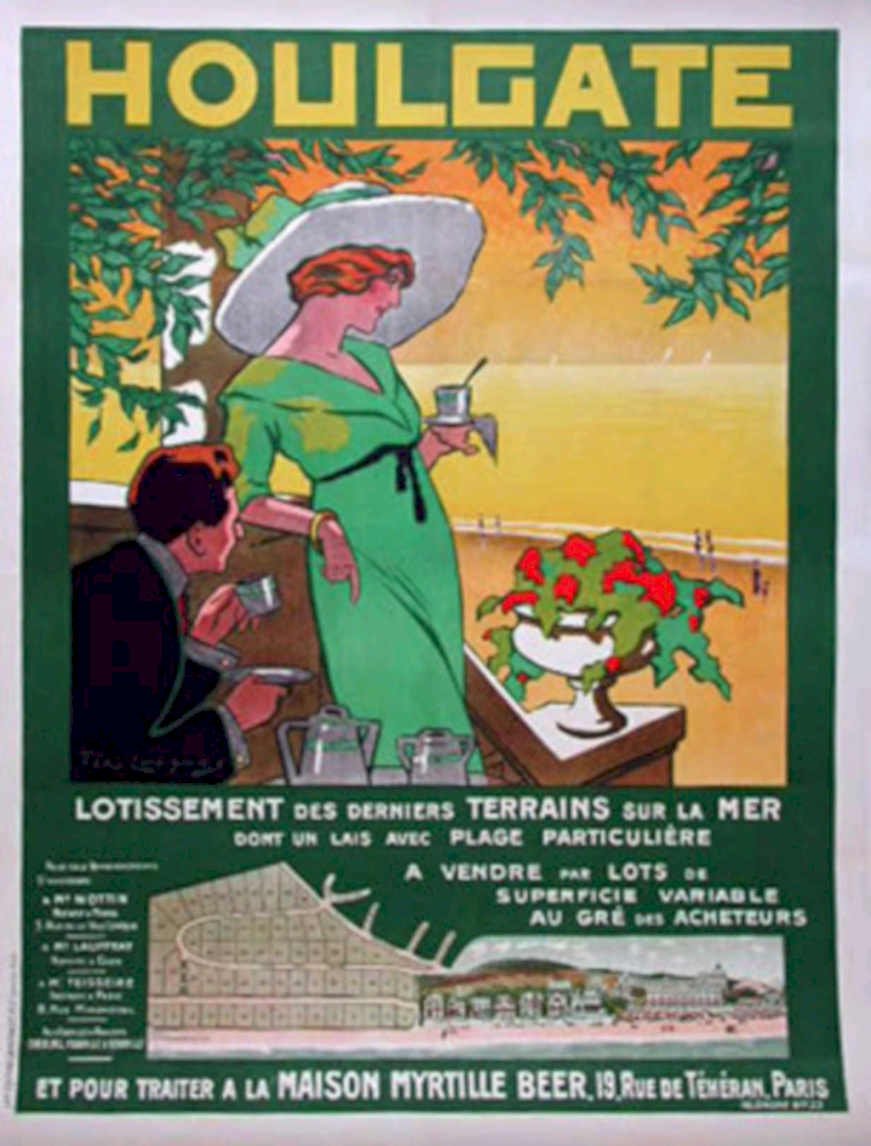 Houlgate Terrains Sea Vintage Retro Advert Poster A4 Photo Print