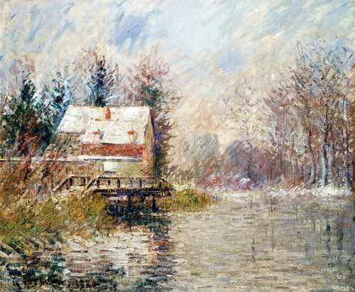 House By The Water Snow Effect 1920 A4 Photo Print