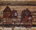 Houses With Laundry Lines And Suburban Schiele A4 Photo Print
