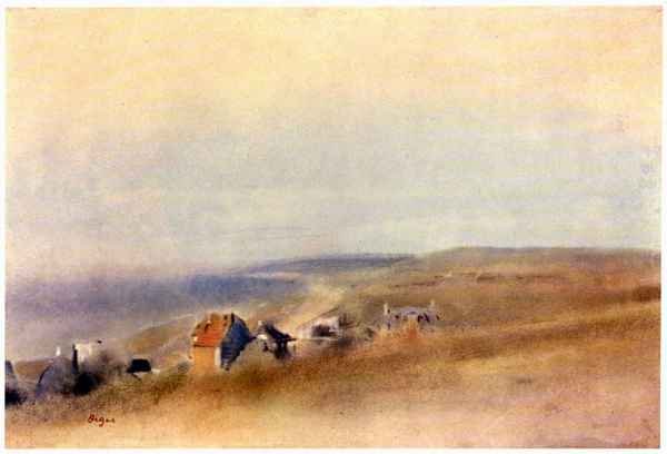 Houses on cliffs above a bay by Degas A4 Photo Print