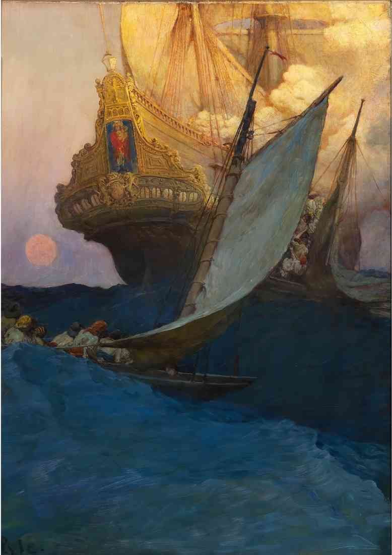 Howard Pyle an attack on a galleon A4 Photo Print