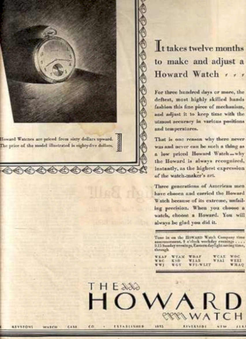 Howard Watch Pocket Vintage Retro Advert Ads A4 Photo Print