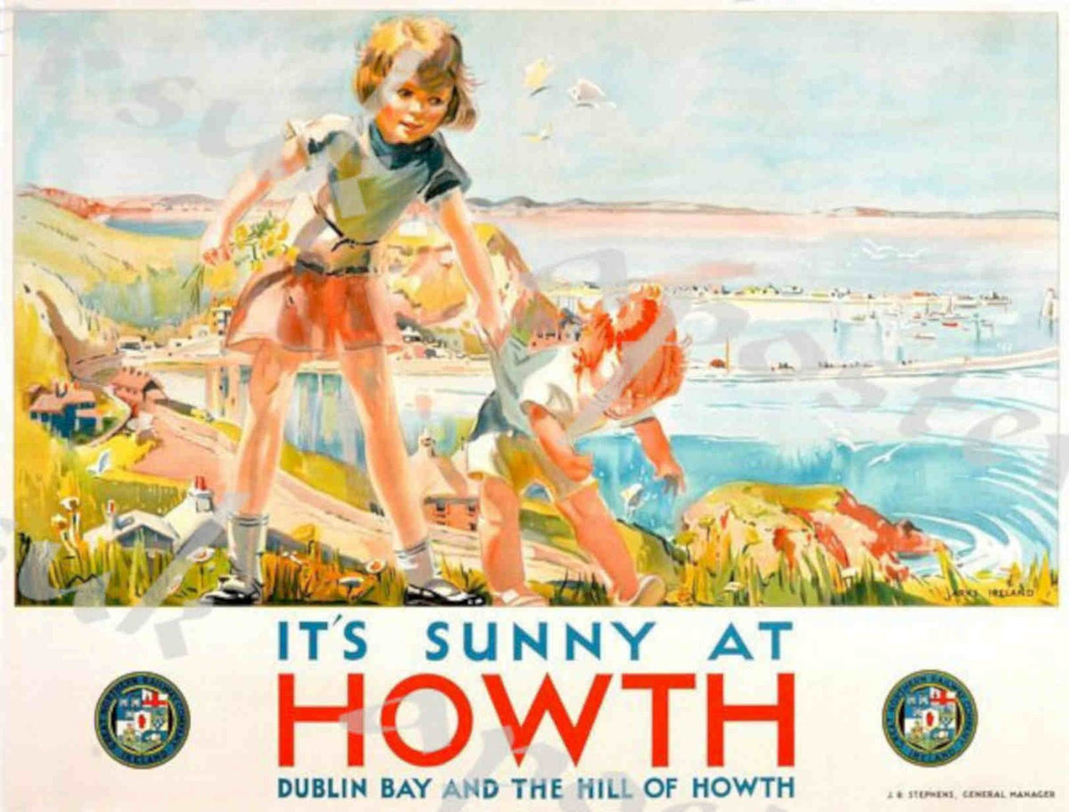 Howth Sun Sailboats Vintage Retro Advert Poster A4 Photo Print