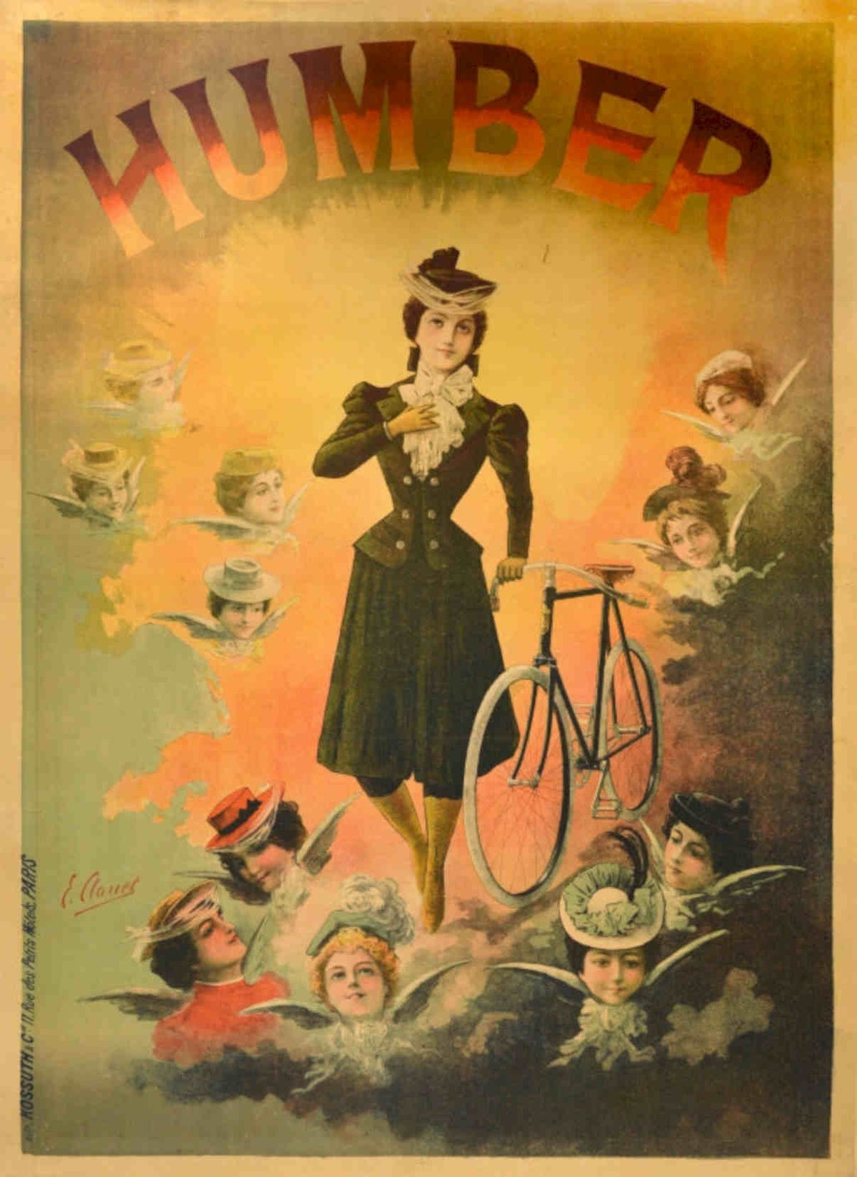 Hubert Bicycle Angels Vintage Retro Advert Poster A4 Photo Print