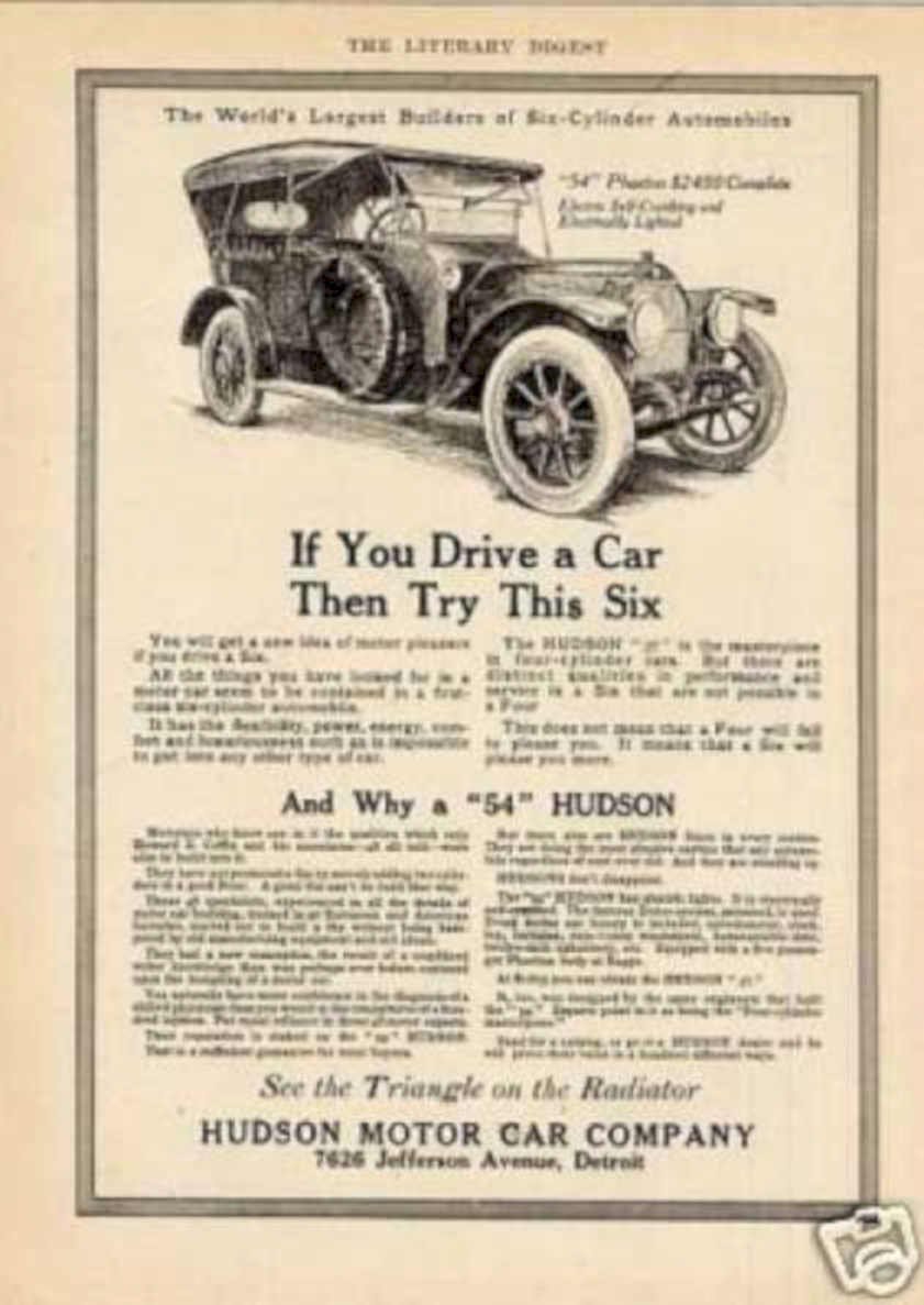 Hudson Six 1914 Vintage Retro Advert Ads A4 Photo Print