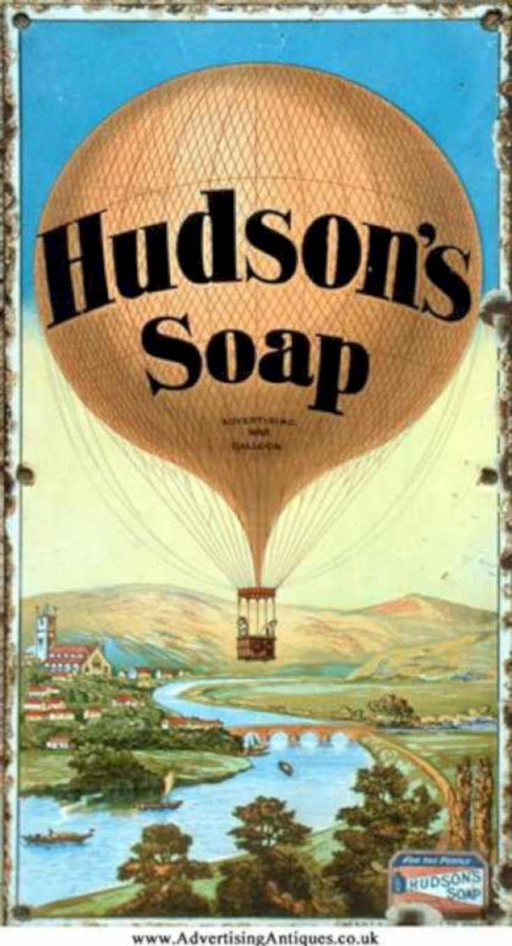 Hudson Soap Balloon Vintage Retro Advert Ads A4 Photo Print