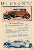 Hudson Super Six 2 Vintage Retro Advert Ads A4 Photo Print