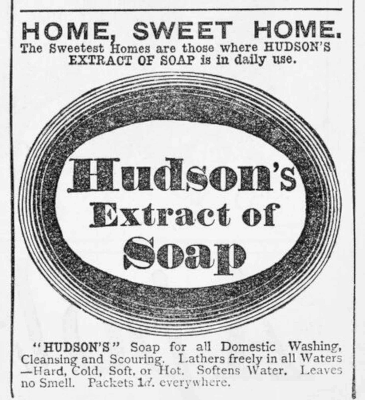 Hudsons Extract Soap Vintage Retro Advert Poster A4 Photo Print