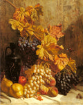 Hughes William A Still Life With Grapes Pears Peaches An Urn Art A4 Photo Print