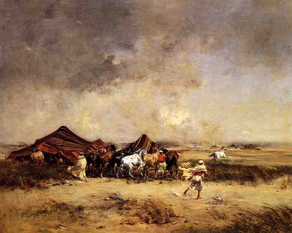 Huguet Victor Arab Encampment A4 Photo Print