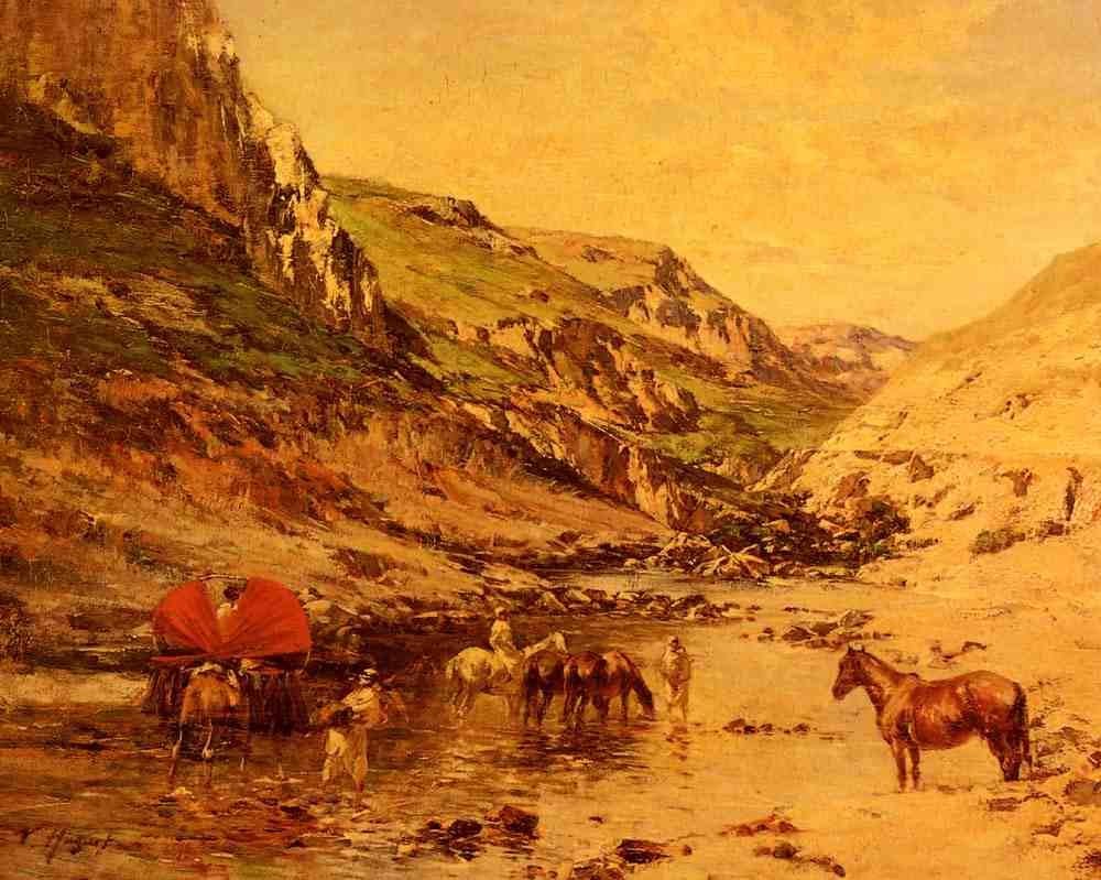 Huguet Victor Pierre Arabs Resting In A Gorge A4 Photo Print