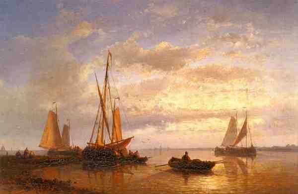 Hulk Abraham Dutch Fishing Vessels In A Calm At Sunset A4 Photo Print