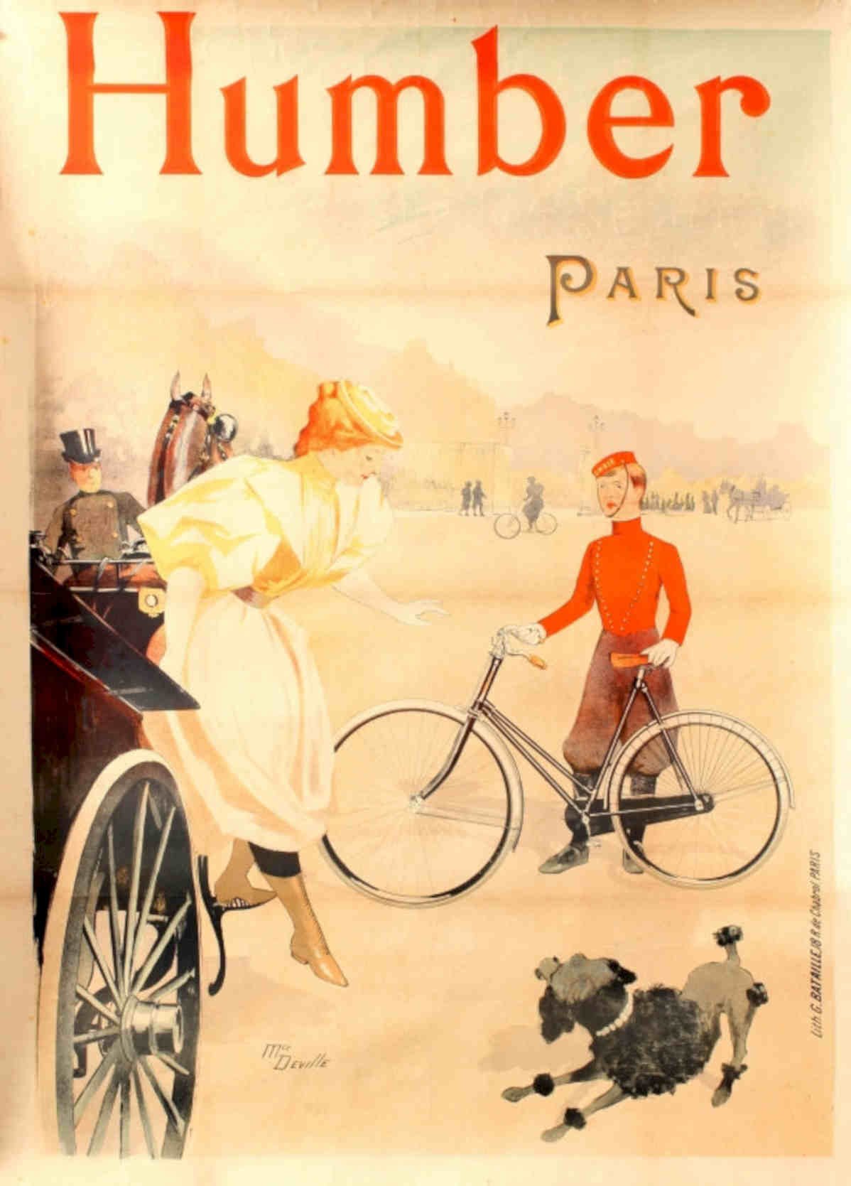 Humber Paris Bicycle Vintage Retro Advert Poster A4 Photo Print