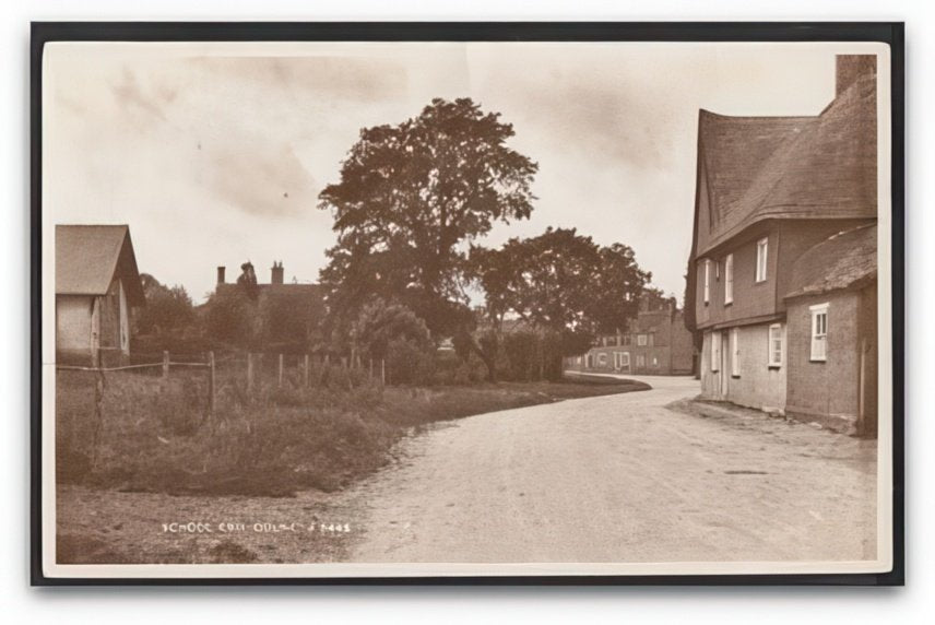 Huntingdonshire Colne School End Thatched Cottage By Road Vintage A4 Photo Print