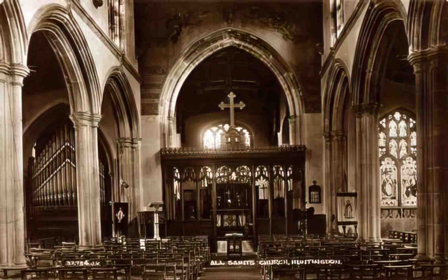 Huntingdonshire Huntingdon All Saints Church interior Vintage A4 Photo Print