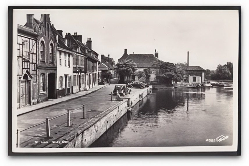 Huntingdonshire St Ives Quay Side Houses On Waterfront Road Vintage A4 Photo Print