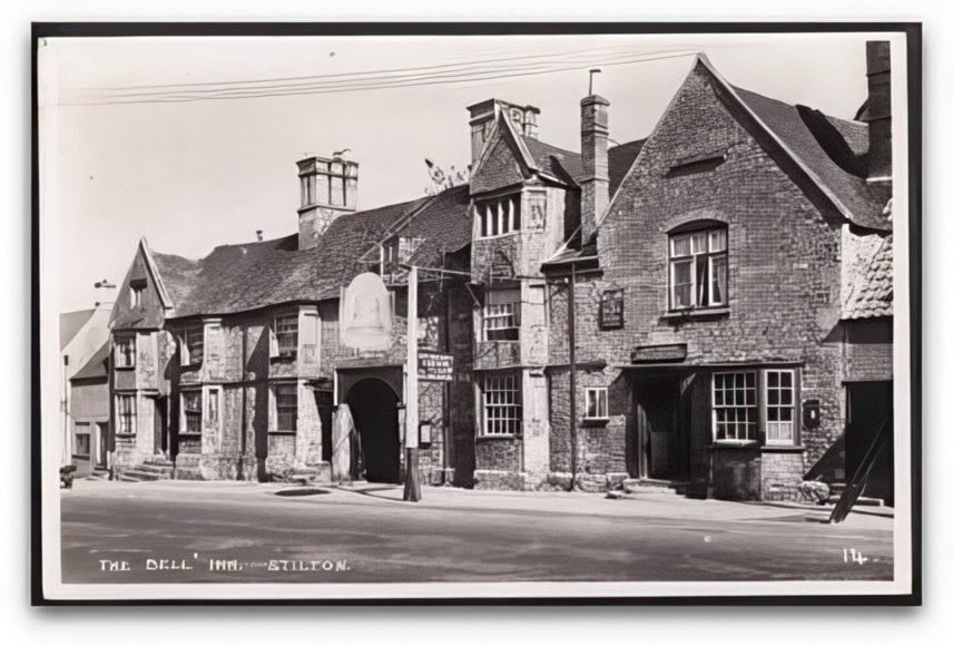 Huntingdonshire Stilton The Bell Inn Pub From Road Close Up Vintage A4 Photo Print