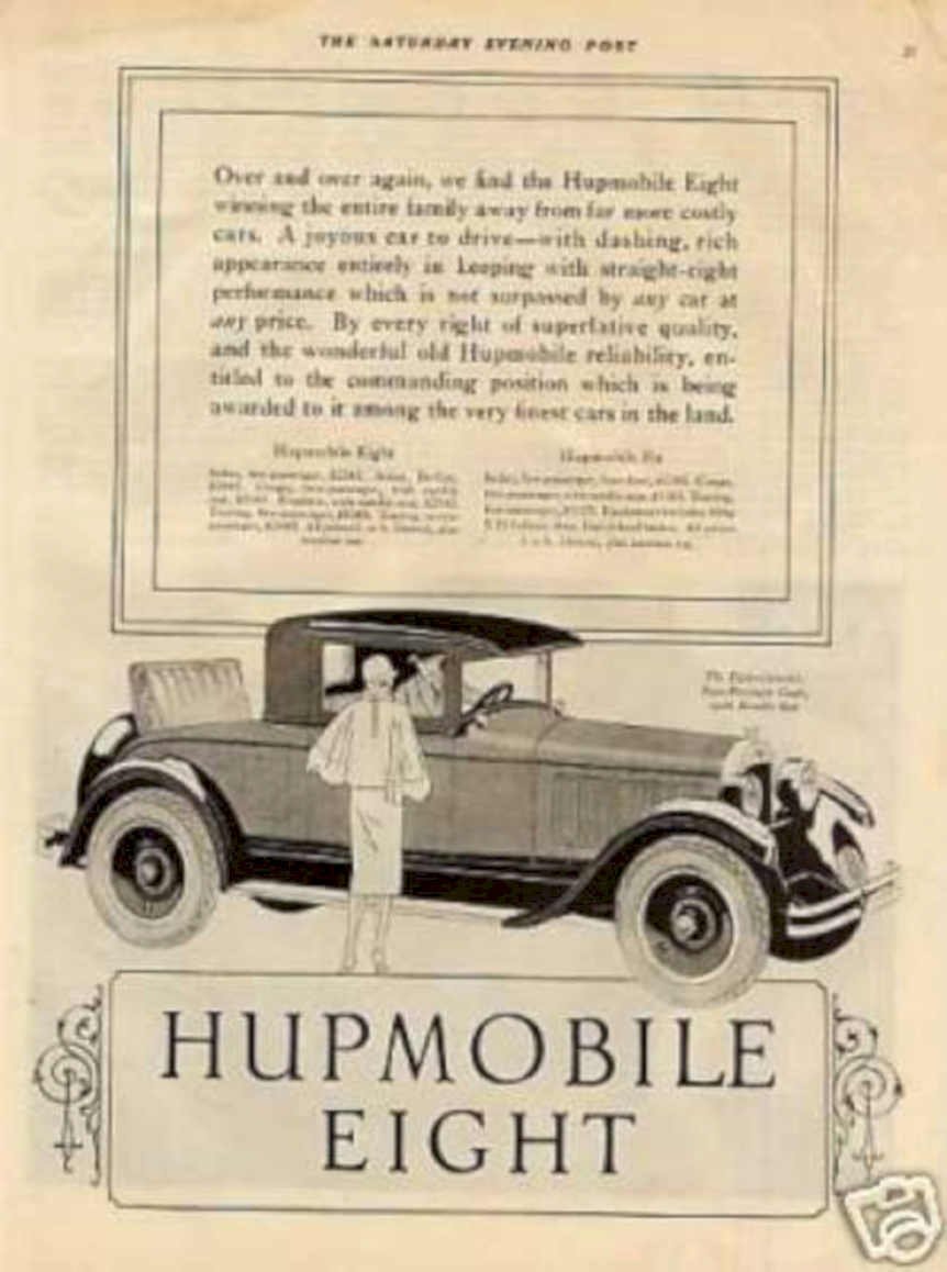 Hupmobile Eight Auto Vintage Retro Advert Ads A4 Photo Print