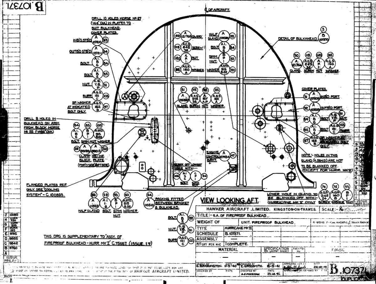 Hurricane MK1 Blueprints B107371 A4 Photo Print
