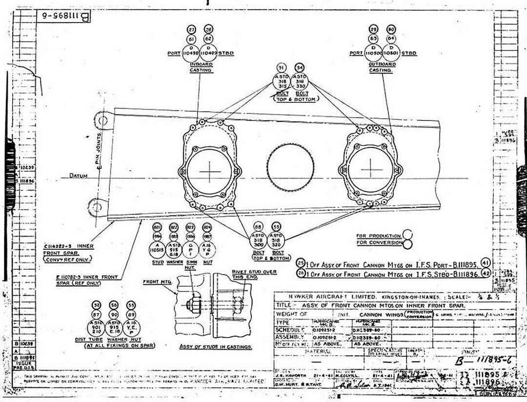 Hurricane MK1 Blueprints B11895 6 A4 Photo Print