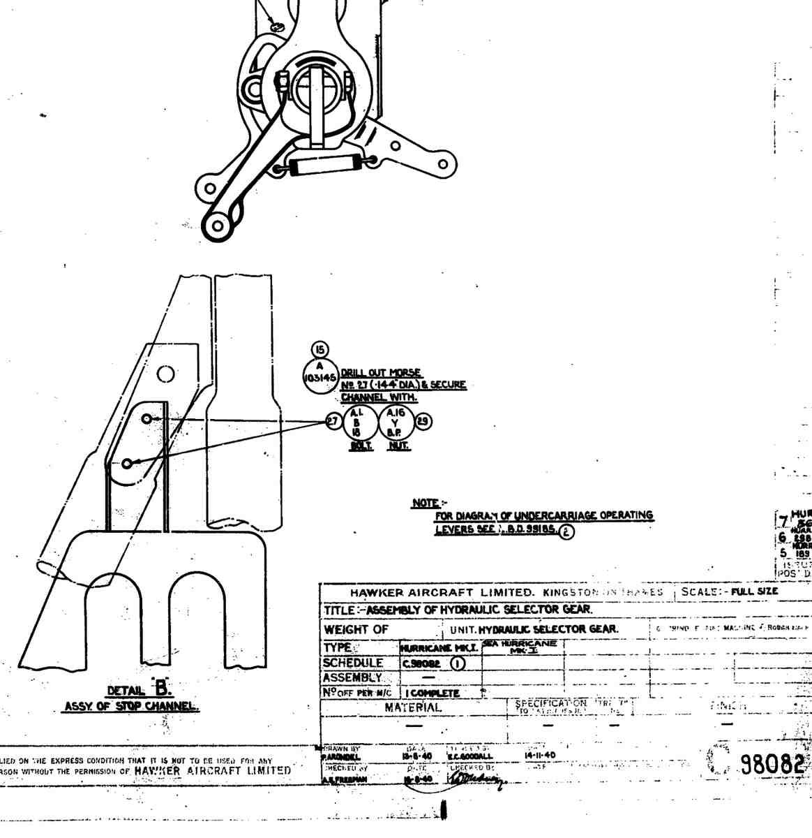 Hurricane MK1 Blueprints C98082 A4 Photo Print