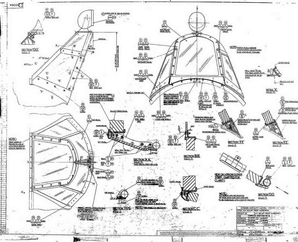 Hurricane MK1 Blueprints D120154 A4 Photo Print