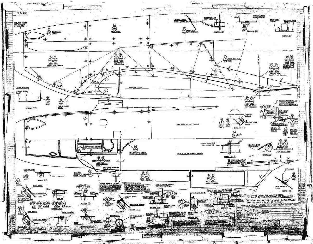 Hurricane MK1 Blueprints D83754 A4 Photo Print