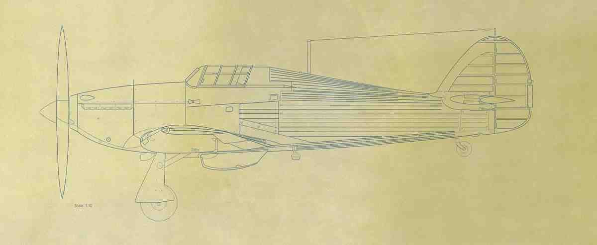 Hurricane MK1 Blueprints Hurri Mk I Fabric Wing 01 A4 Photo Print