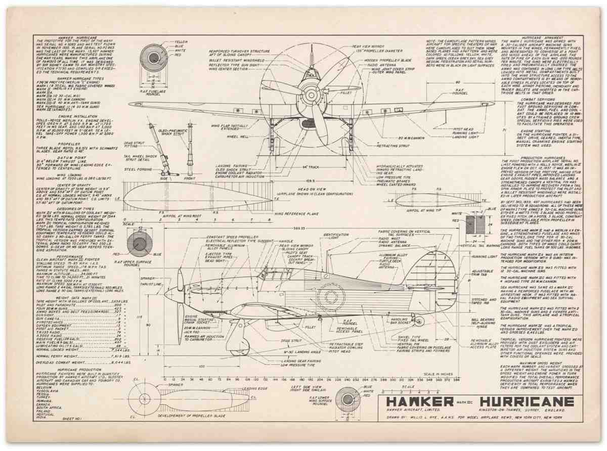 Hurricane NYE Blueprints Sheet 01 A4 Photo Print
