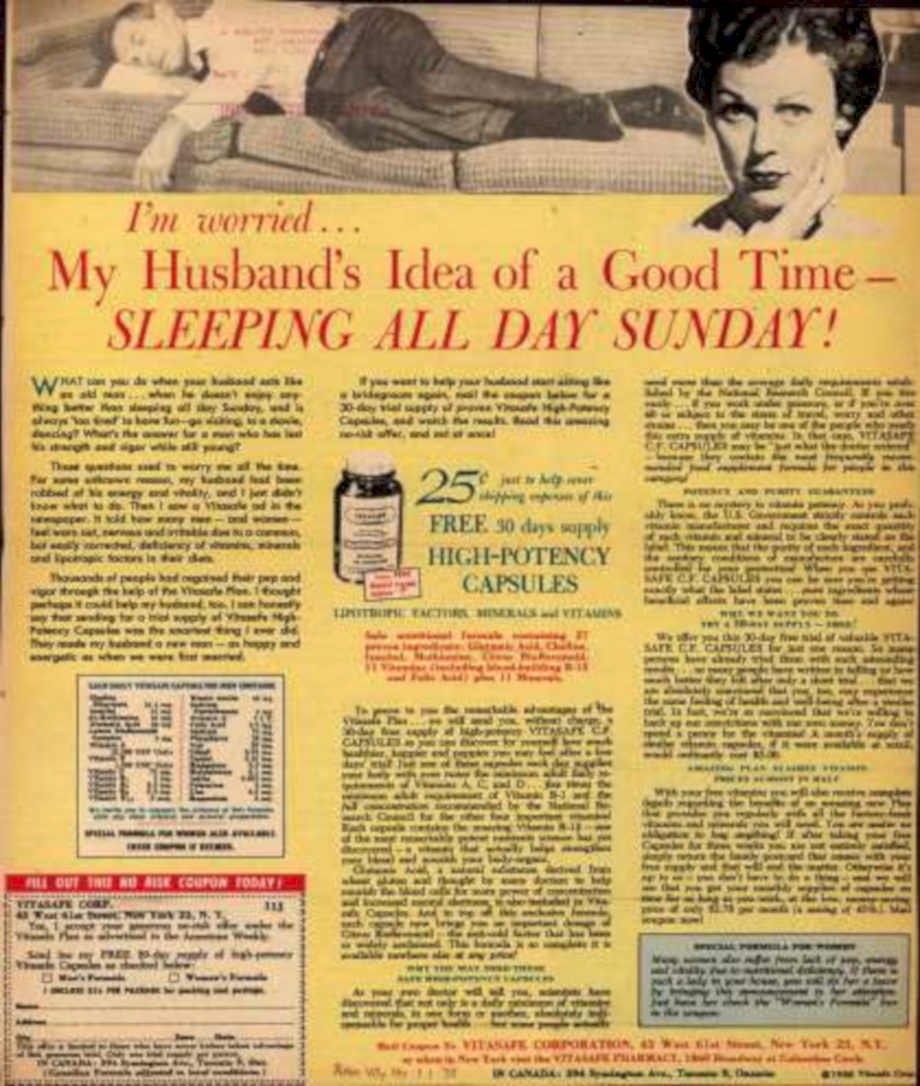 Husband Sleeping Wife Vintage Retro Advert Ads A4 Photo Print