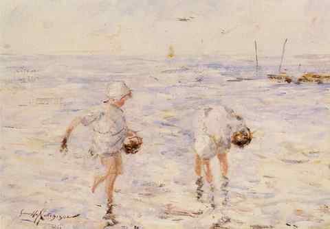 Hutchinson Robert Gemmell Gathering Shells At The Beach A4 Photo Print