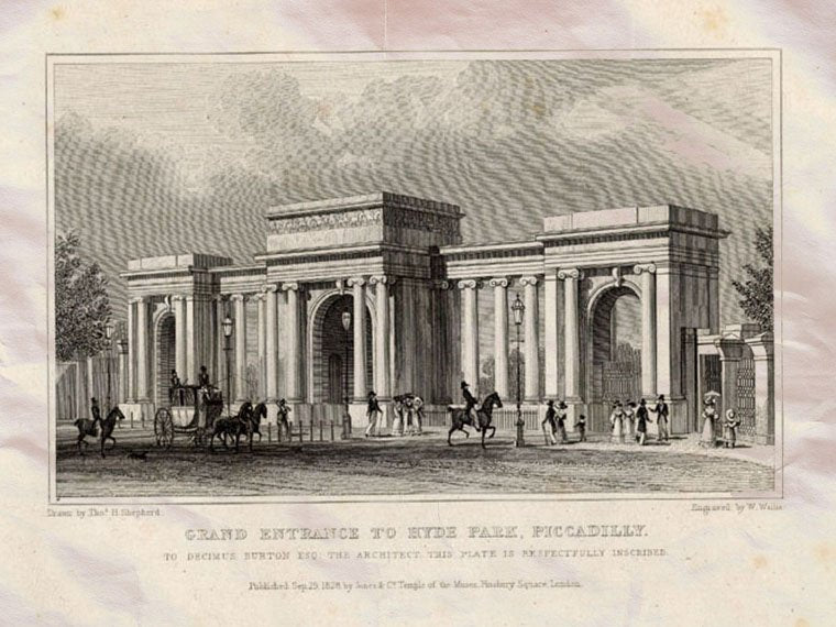 Hyde Park London England Shepherd 1827 Vintage A4 Photo Print