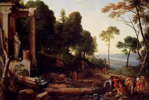 Hyre Laurent De LLandscape With Shepherds Watering Their Flocks A4 Photo Print
