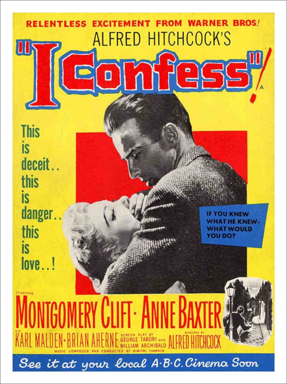 I Confess Montgomery Clift Hitchcock Movie Poster Vintage Retro Advert Poster A
