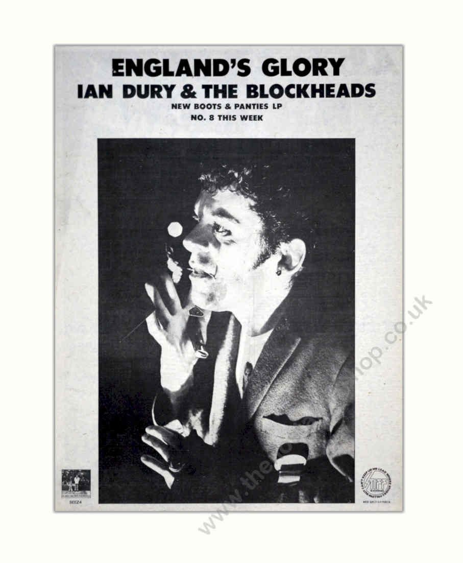 Ian Dury Blockheads Vintage Retro Advert Poster A4 Photo Print