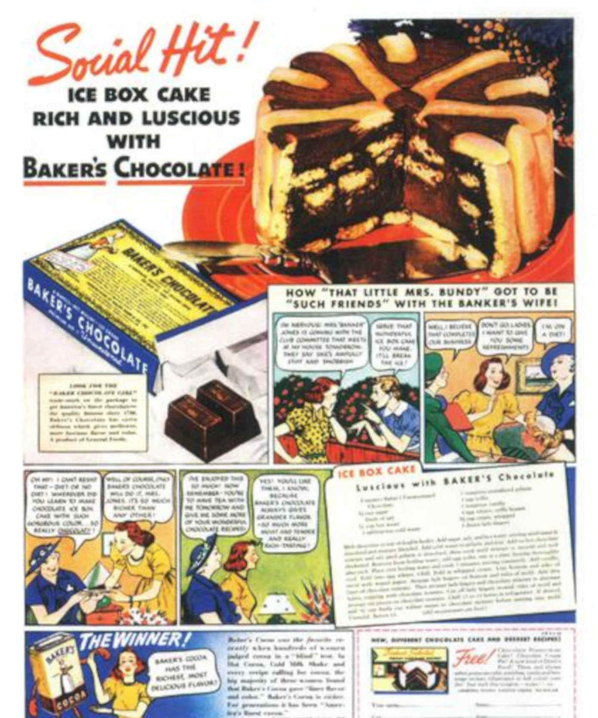 Ice Box Cake Vintage Retro Advert Poster A4 Photo Print