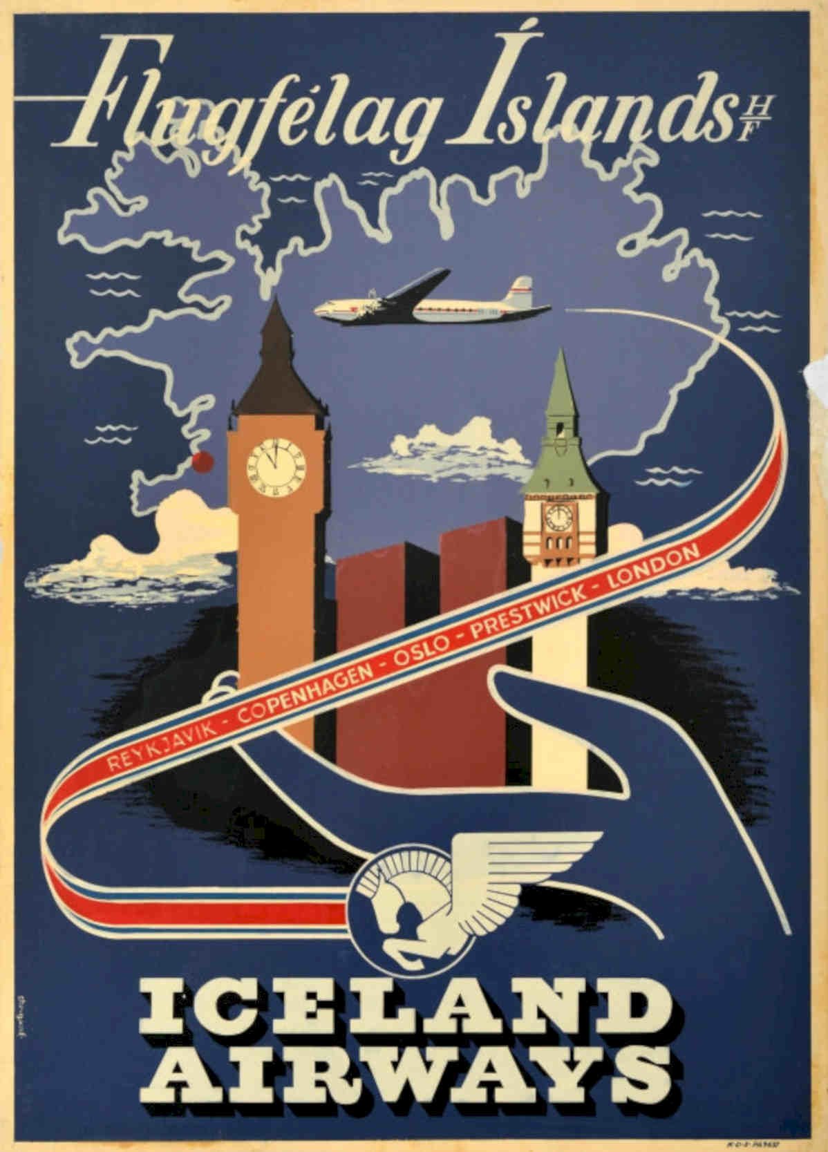 Icelandair Europe Travel Vintage Retro Advert Poster A4 Photo Print