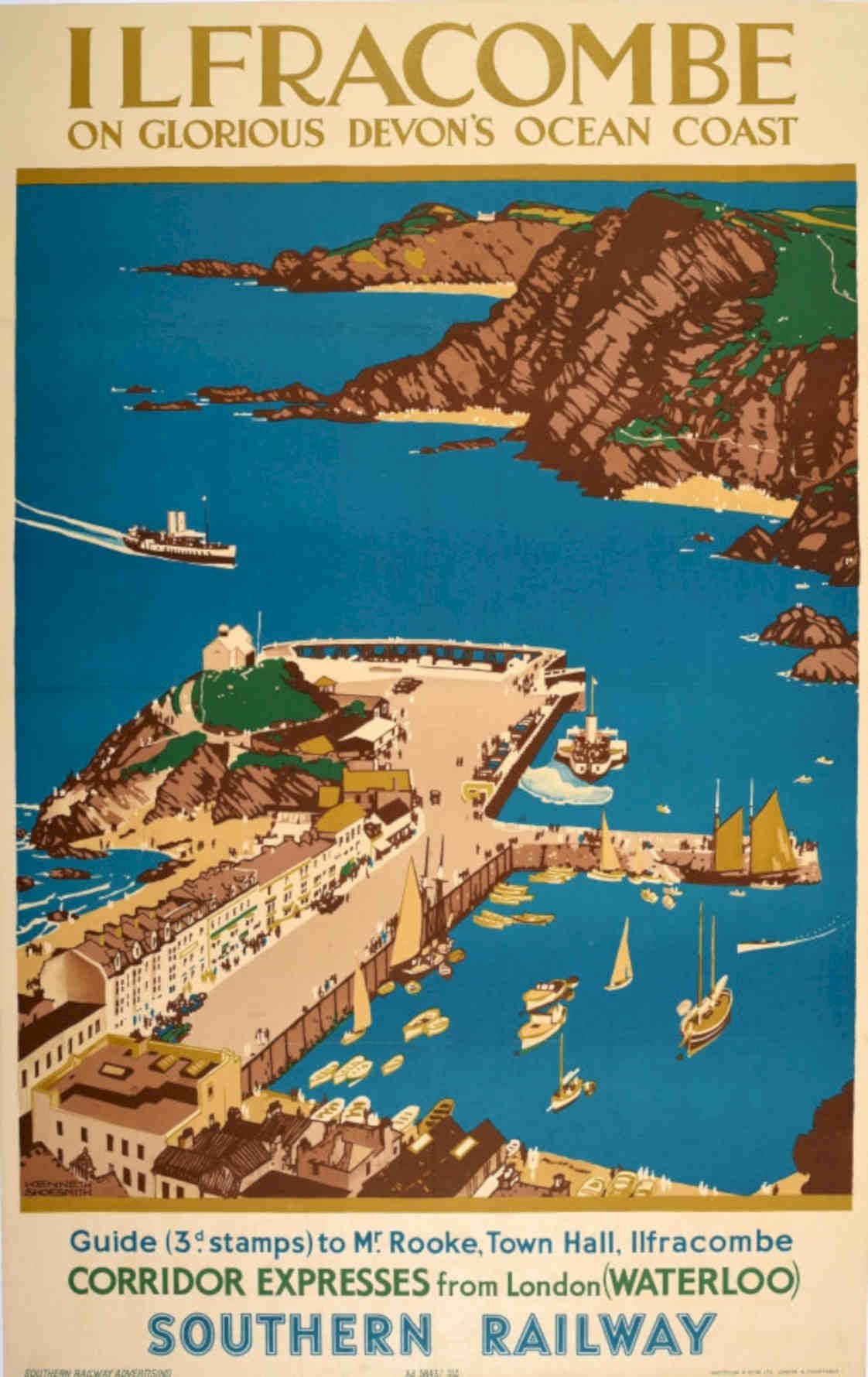 Ilfracombe Devon Coast Vintage Retro Advert Poster A4 Photo Print
