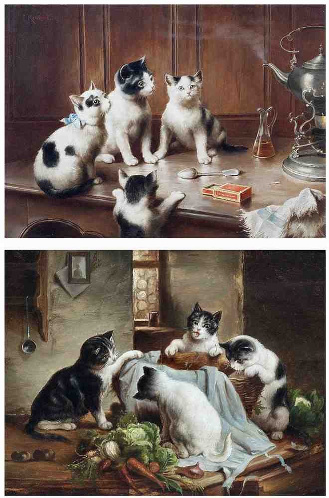 Illustrated Cat Book 1 099 Vintage Illustration A4 Photo Print