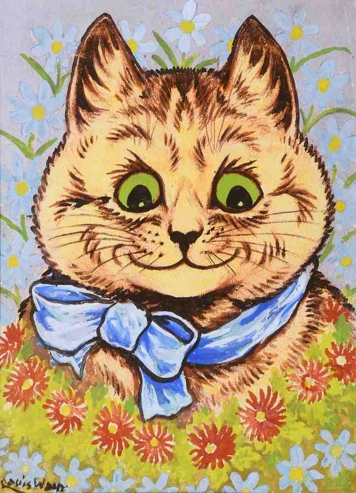 Illustrated Cat Book 2 052 Vintage Illustration A4 Photo Print