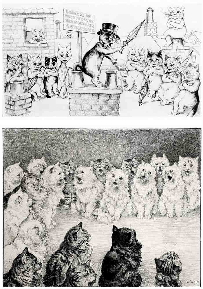 Illustrated Cat Book 2 060 Vintage Illustration A4 Photo Print