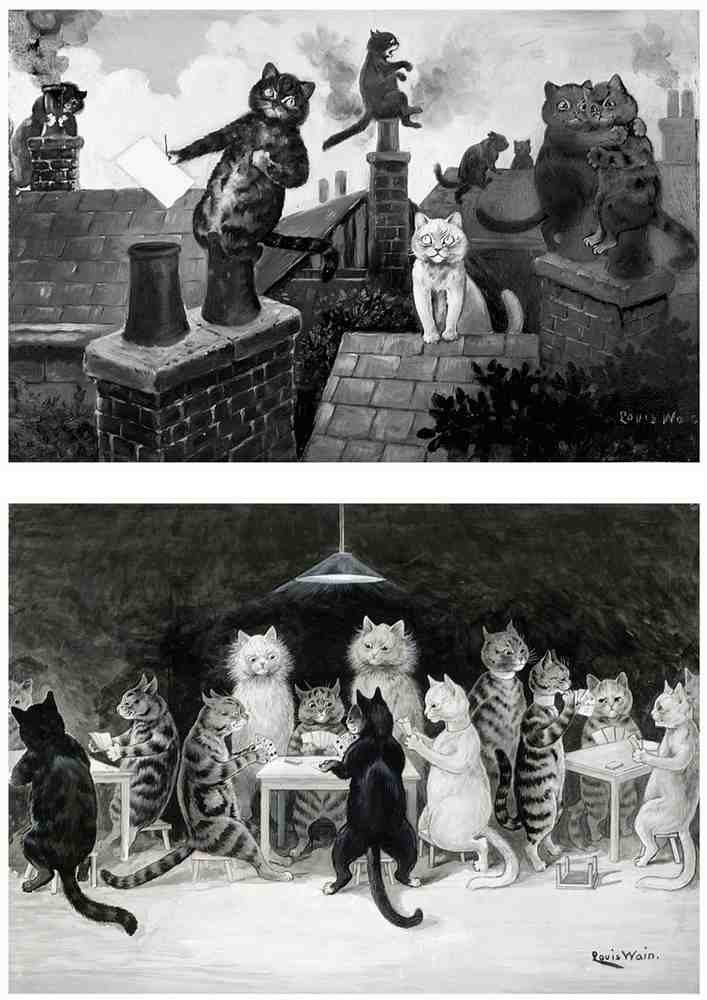 Illustrated Cat Book 2 061 Vintage Illustration A4 Photo Print