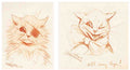 Illustrated Cat Book 2 070 Vintage Illustration A4 Photo Print