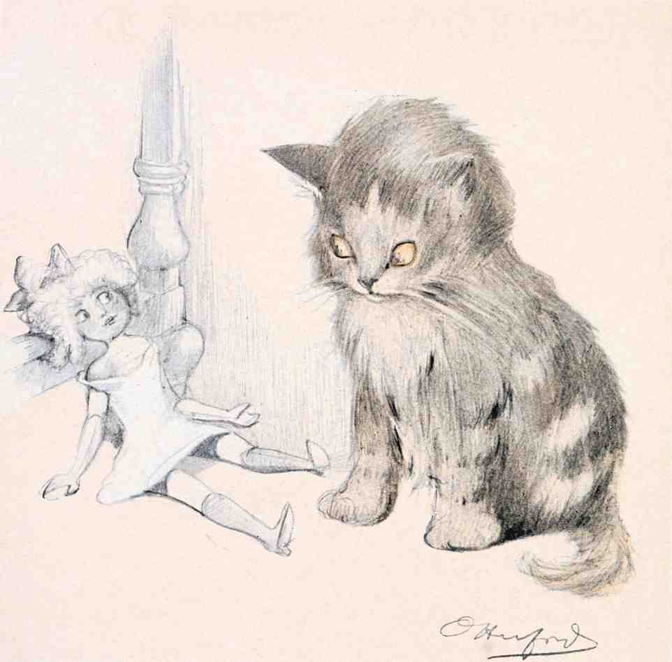 Illustrated Cat Book 2 084 Vintage Illustration A4 Photo Print