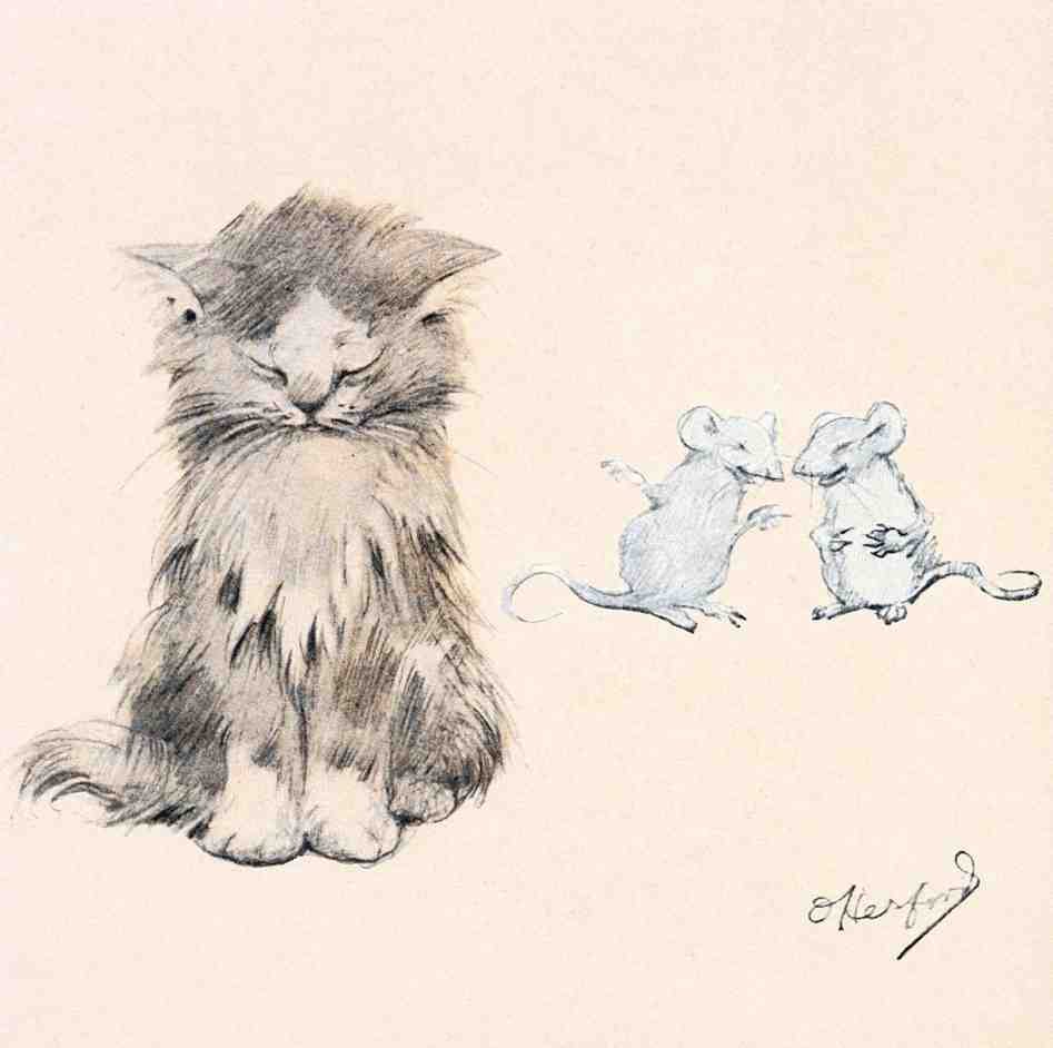 Illustrated Cat Book 2 087 Vintage Illustration A4 Photo Print